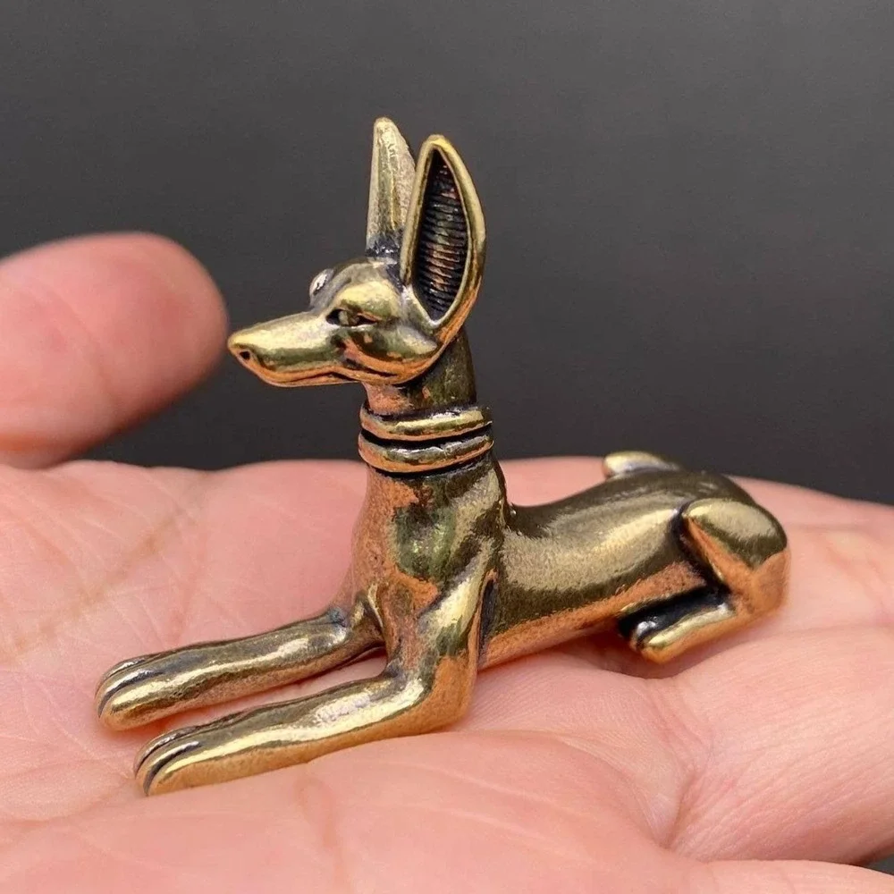 Brass Anubis Figurine Egyptian Jackal God Statue Ancient Egypt Altar Decor